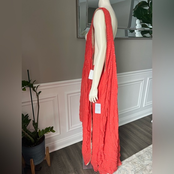 Sani Zian Drape Saree Skirt sz M in Orange - Picture 8 of 13